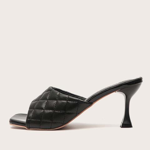 Quilted Wide Fit Heeled Mules