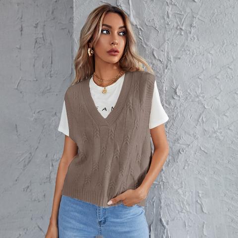 V-neck Shoulder Pad Sweater Vest