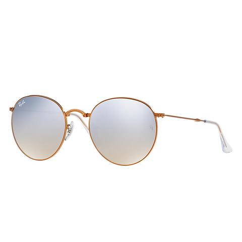 Round Metal Plegable Unisex Sunglasses Lentes: Gris, Montura: Bronce