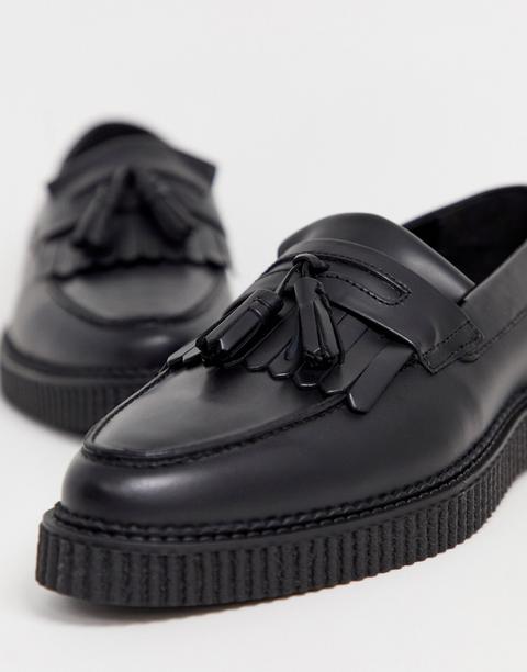 Asos Design Loafers In Black Leather 