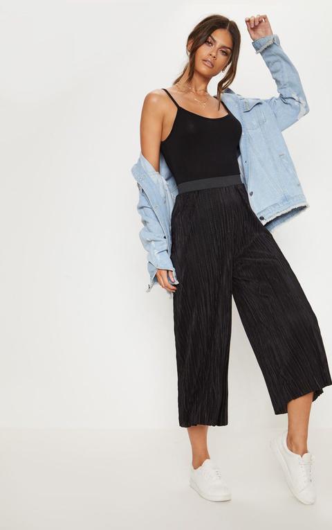 Black Oversized Plisse Culotte