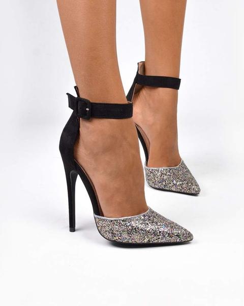 Alexin - High Heel In Glitter And Black Suede