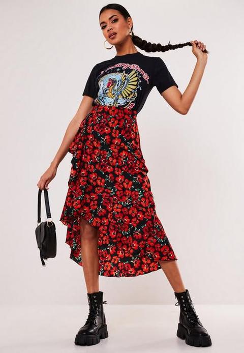 Missguided floral midi clearance skirt