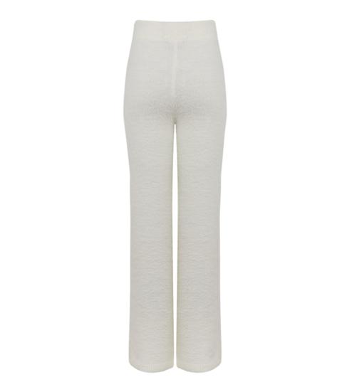 Cream Fluffy Knit Wide Leg Trousers New Look