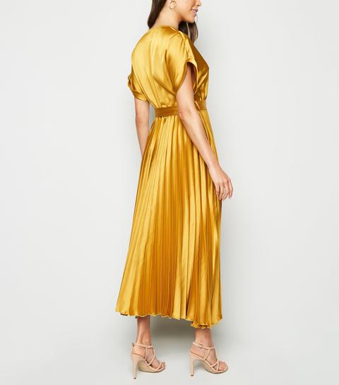 new look mustard satin dress