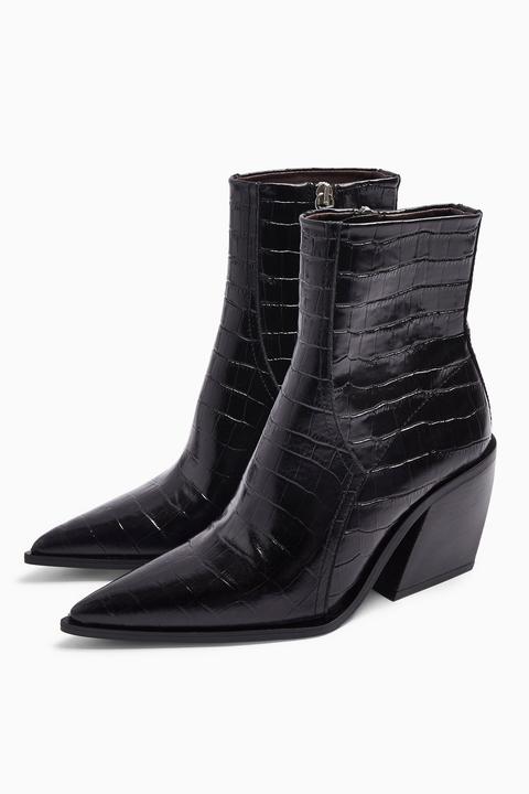 Womens Honour Leather Western Boots - Black, Black