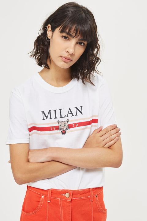 Womens 'milan' Slogan T-shirt By Tee & Cake - Ecru, Ecru