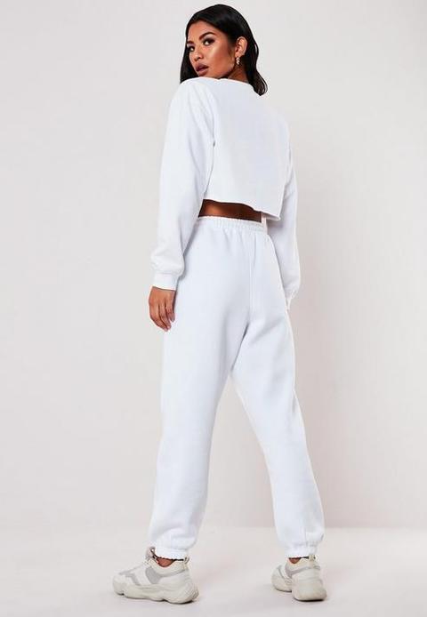 Tall White Oversized 90s Joggers, White 