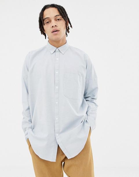 Camisa Oxford Extragrande En Hilo Teñido Azul De Asos Design