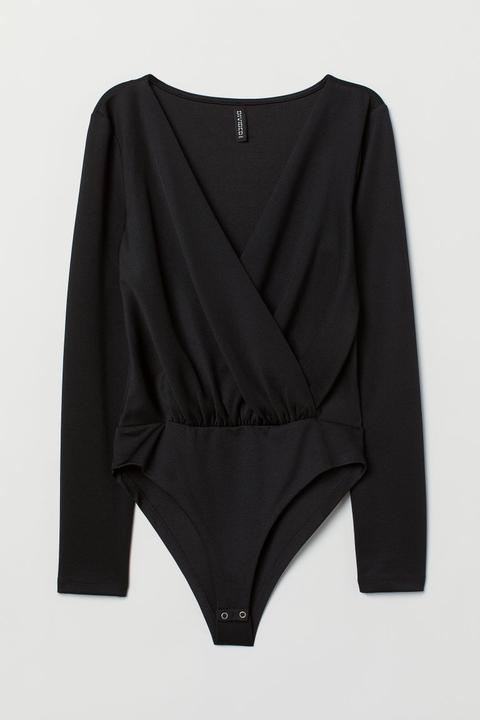 H & M - Body A Maniche Lunghe - Nero