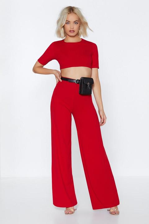 Womens Settle The Score Crop Top And Trousers Set