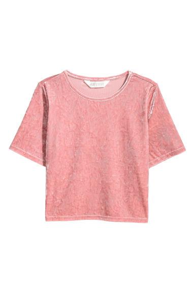 H & M - Top Corto In Velluto - Rosa