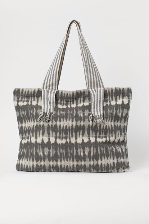 Bolsa Shopper Con Motivo Batik - Gris