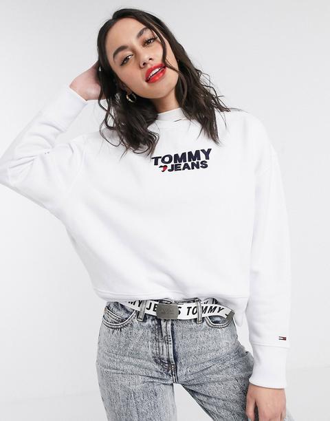 Sudadera Corta Con Logo De Corazón De Tommy Jeans-blanco