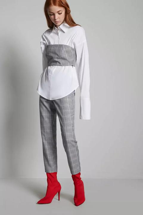 Glen Plaid High-waist Pants