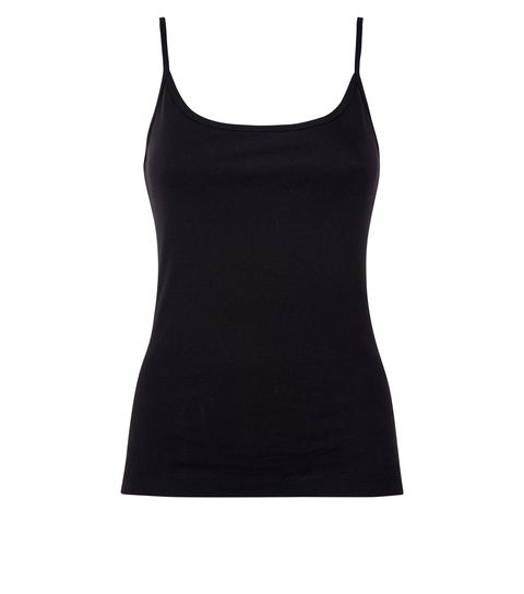 Black Shoestring Strap Cami New Look from NEW LOOK on 21 Buttons
