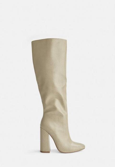 stone knee high boots