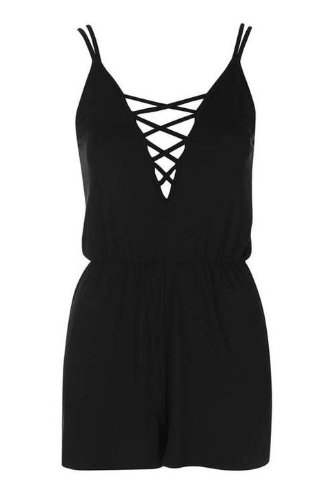 Lattice Front Plunge Playsuit - Sale - Sale & Offers