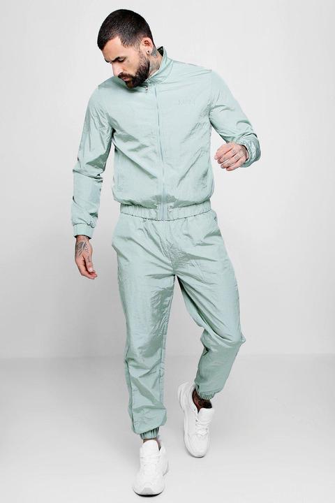 Man Logo Embroidered Shell Suit