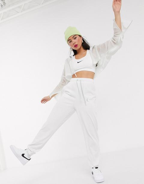 Nike Swoosh White Woven High Waisted Joggers