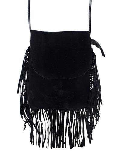 Borsa Con Frangia Pu Spalle Nero