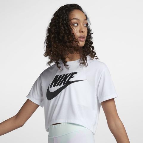 Top A Manica Corta Nike Essential Cropped - Donna - Bianco