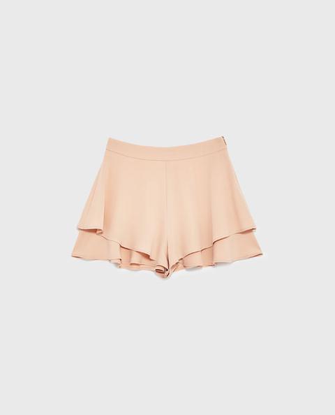 Ruffled Crepe Bermuda Shorts