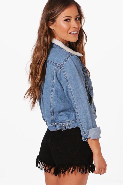 Chaqueta Denim Con Cuello De Borreguillo Jasmin Petite