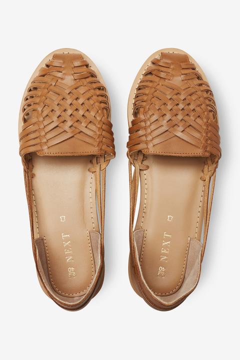 Tan Woven Leather Huarache Shoes from 