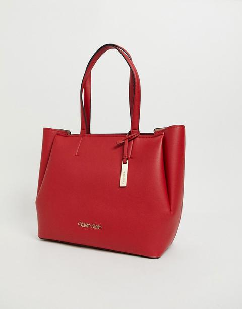 Bolso Shopper Grande En Rojo De Calvin Klein