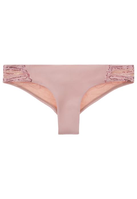 Slip Mare Brasiliano Rosa Cipria Con Paillettes