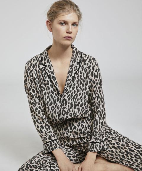 Camisa Leopardo Color: Talla: L Material: Viscosa,