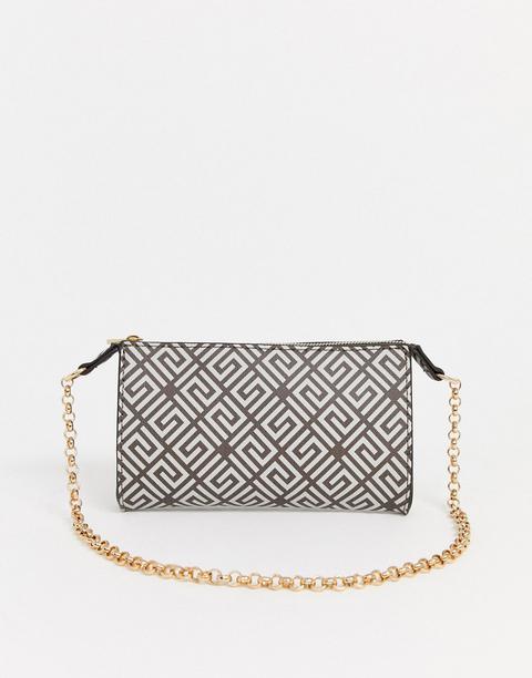 Asos Design Mini 90s Shoulder Bag In Monogram Print-multi