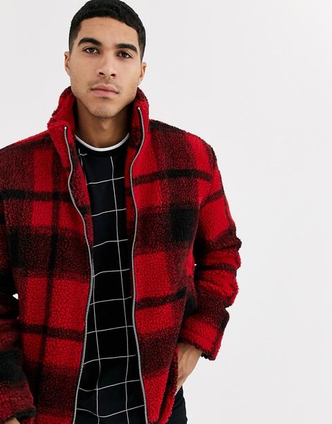 Chaqueta De Borreguito A Cuadros Rojos De Topman