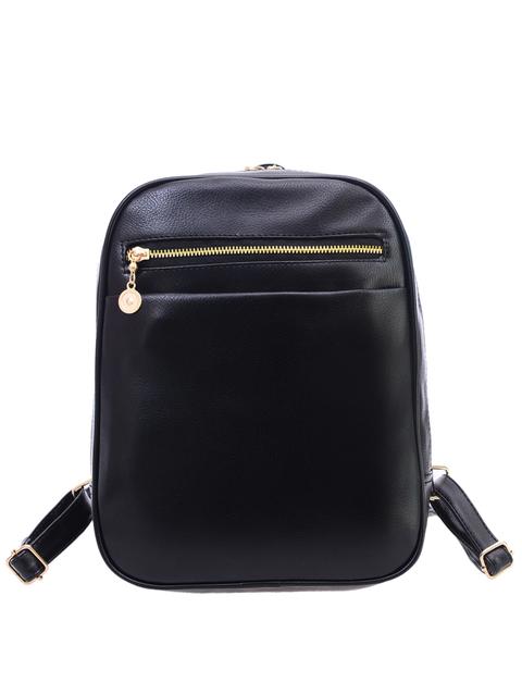 Black Faux Leather Pebbled Backpack