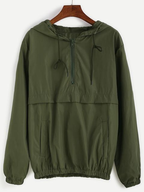 Sudadera Con Capucha Y Cremallera - Verde Militar