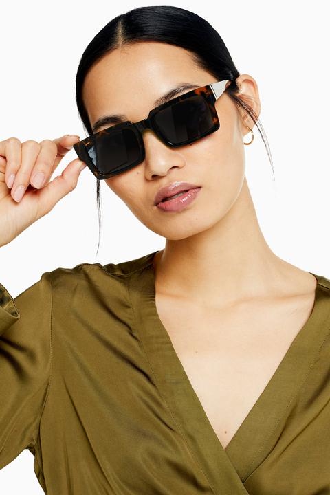 Womens Retro Square Sunglasses - Tortoise She, Tortoise She