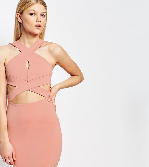 Boohoo Petite - Vestito Fasciante Con Cut-out - Rosa