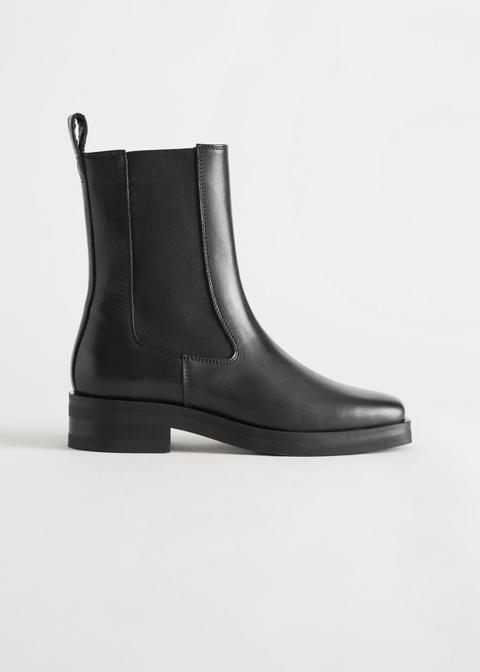 Square Toe Leather Boots