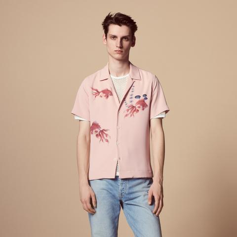 Camisa Fluida, Estampado De Peces