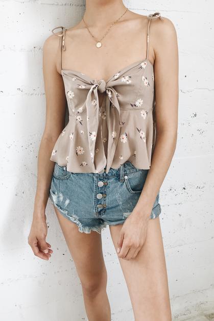 Ella Knot Top - Taupe