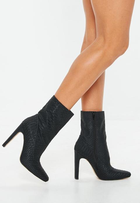 Black Python Ankle Boots