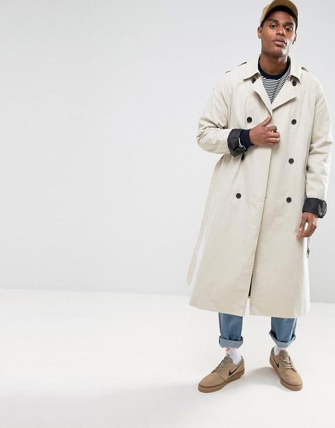 Asos - Übergroßer Trenchcoat In Stone - Steingrau