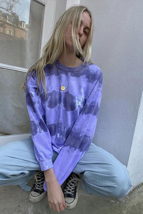 Iets Frans. Purple Tie-dye Crew Neck Sweatshirt - Purple M At Urban Outfitters