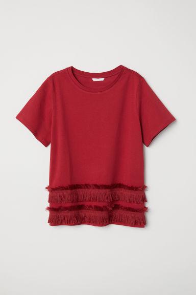 H & M - Camiseta De Punto Con Flecos - Rojo