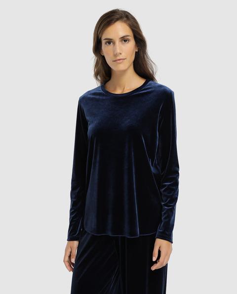 Max Mara - Camiseta De Pijama De Mujer Azul En Terciopelo from El Corte  Ingles on 21 Buttons