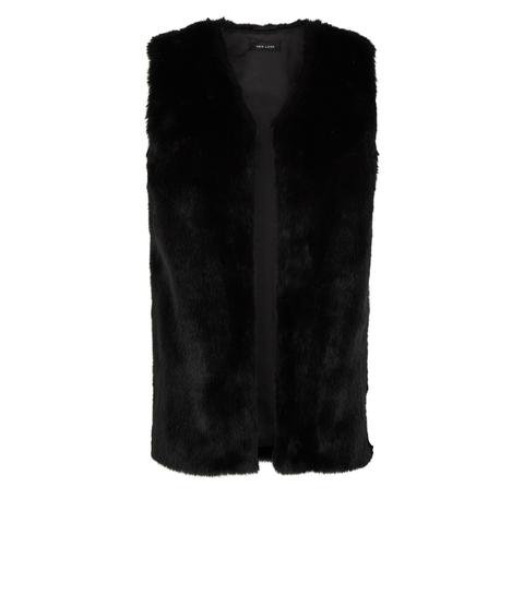 Black Faux Fur Gilet New Look