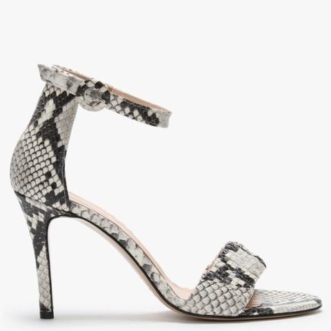 Mael White Leather Reptile Sandals