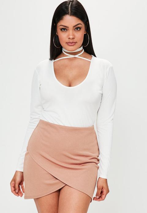 Plus Size Pink Asymmetric Mini Skirt