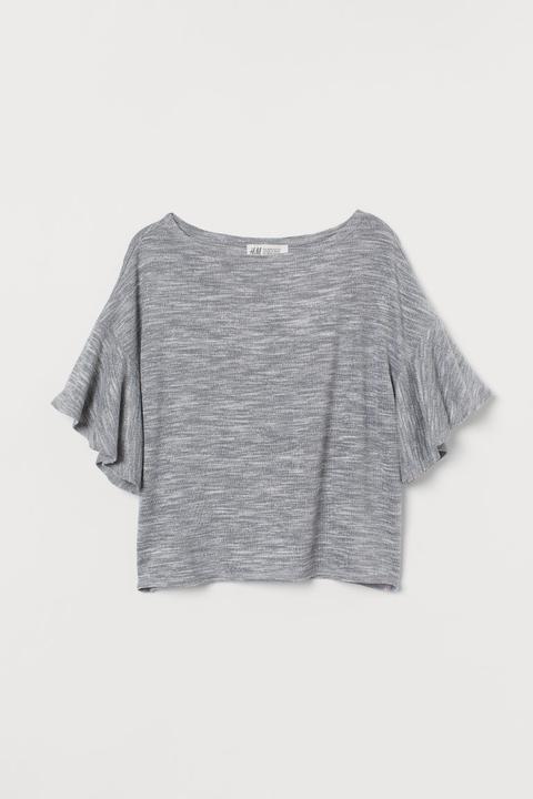 H & M - Top In Maglia Fine - Grigio